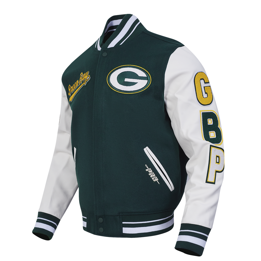 NFL GREEN BAY PACKERS SCRIPT TAIL MEN'S RIB WOOL VARSITY (FOREST GREEN/WHITE)