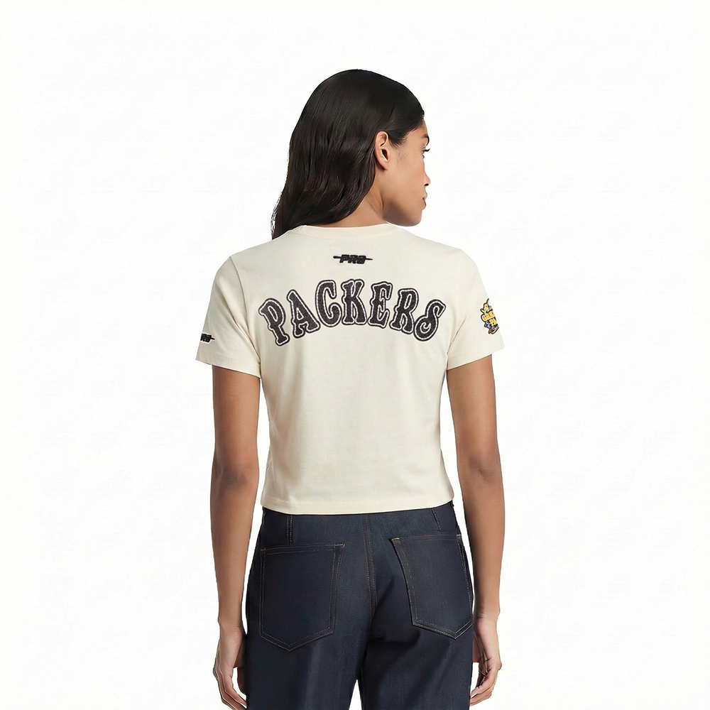 NFL GREEN BAY PACKERS REBEL ATHLETICS WOMEN'S BABY DOLL TEE (EGGSHELL)