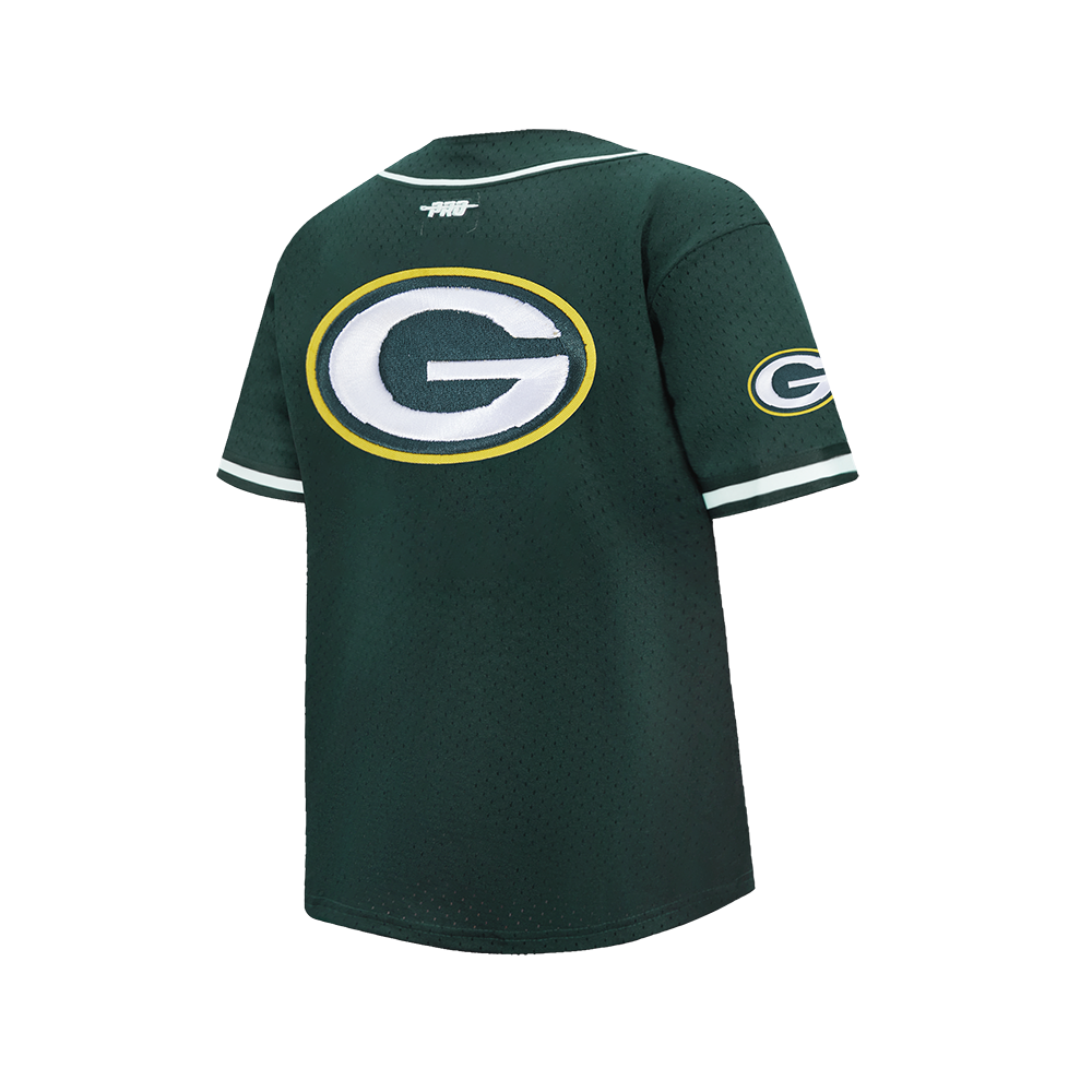 NFL GREEN BAY PACKERS CLASSIC BIG BOY'S MESH BUTTON DOWN SHIRT (FOREST GREEN)