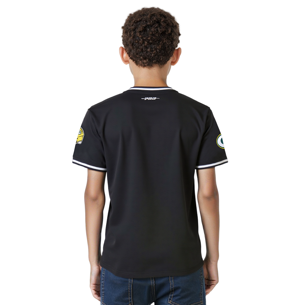 NFL GREEN BAY PACKERS CLASSIC BIG BOYS SHORT SLEEVE STRIPED RIB TEE (BLACK)