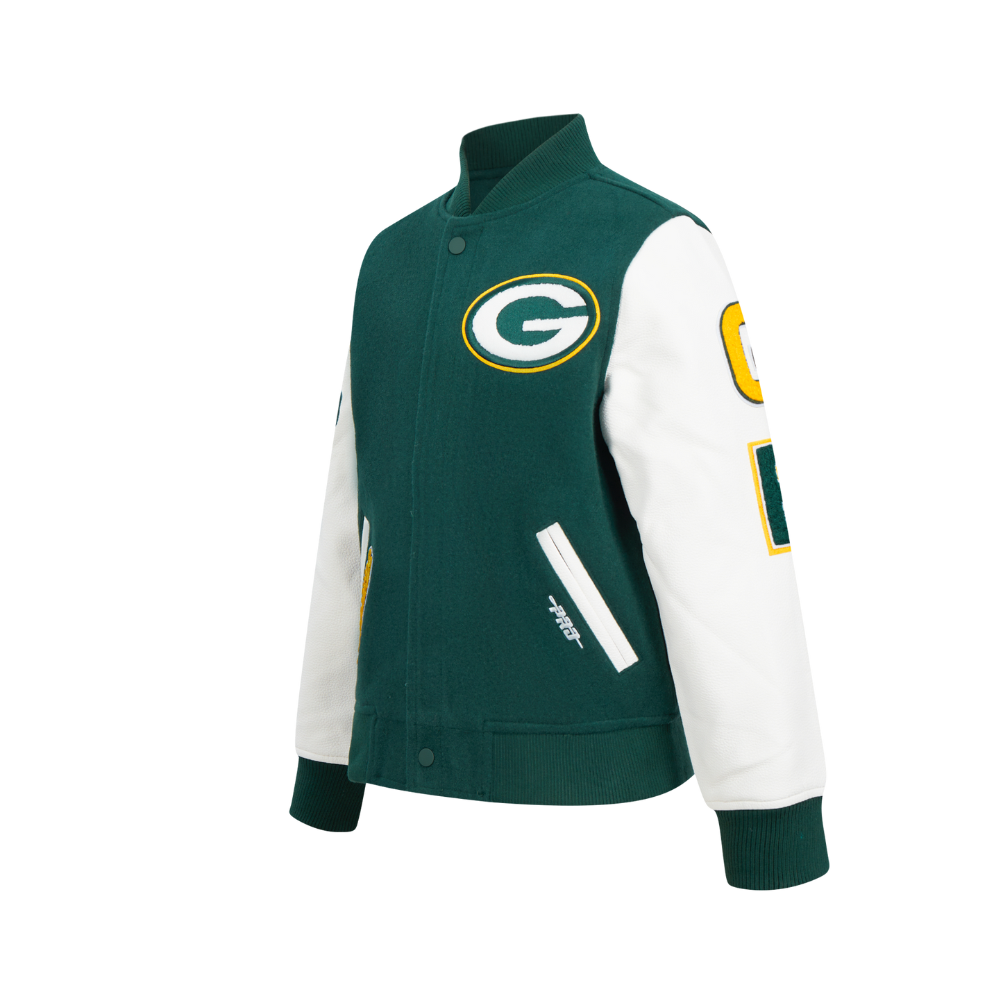 NFL GREEN BAY PACKERS CLASSIC BIG BOY'S WOOL VARSITY JACKET (FOREST GREEN/WHITE)