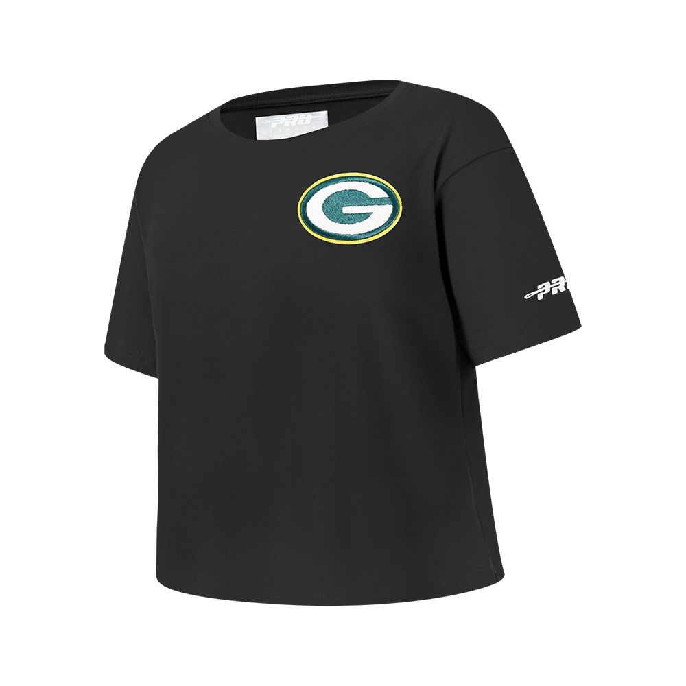 NFL GREEN BAY PACKERS CLASSIC BIG GIRLS SHORT SLEEVE BOXY TEE (BLACK)