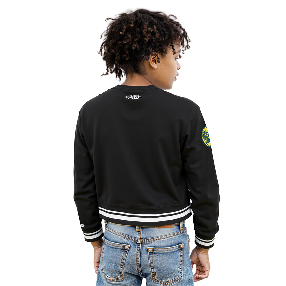 NFL GREEN BAY PACKERS RETRO CLASSIC BIG GIRLS  RIB FLEECE CREWNECK (BLACK)