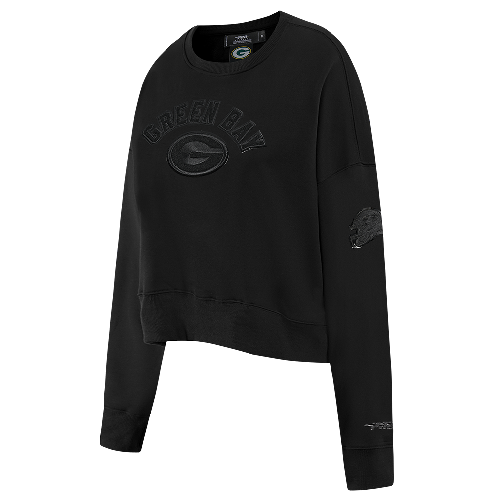 NFL GREEN BAY PACKERS TRIPLE BLACK WOMEN'S FLC CREWNECK (TRIPLE BLACK WOMEN'S)