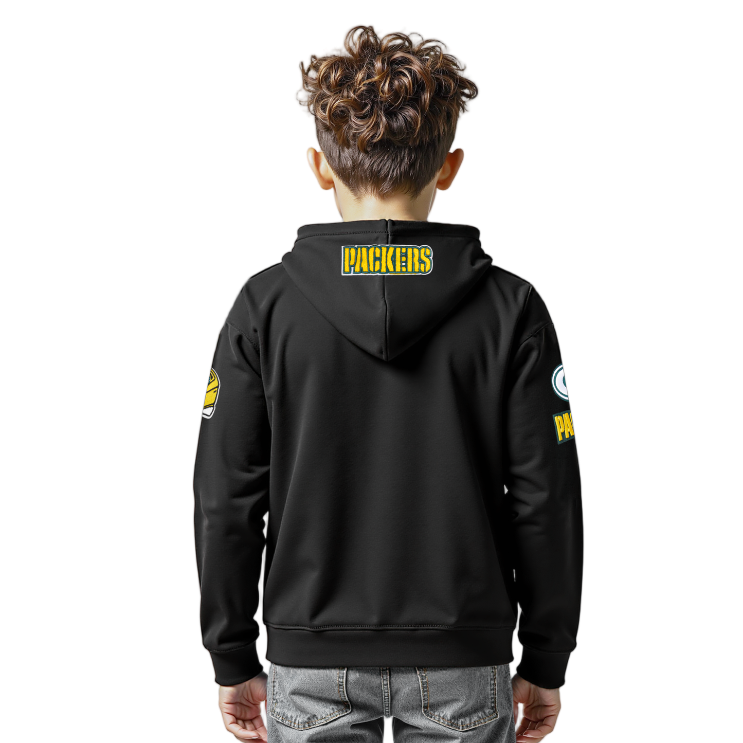 NFL GREEN BAY PACKERS CLASSIC LITTLE BOYS FLEECE PULLOVER HOODIE (BLACK)