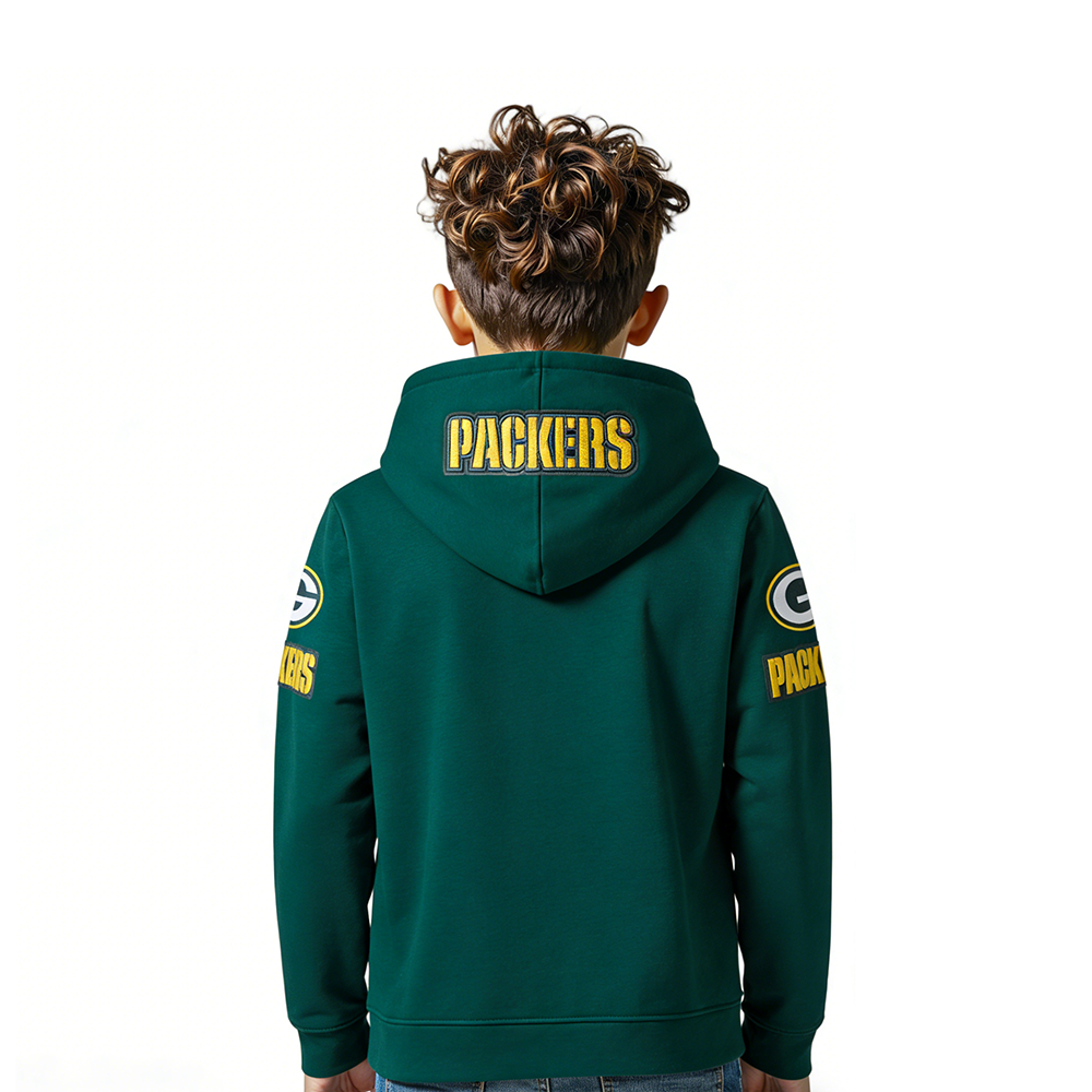 NFL GREEN BAY PACKERS CLASSIC LITTLE BOY'S FLC FZ HOODIE (FOREST GREEN)