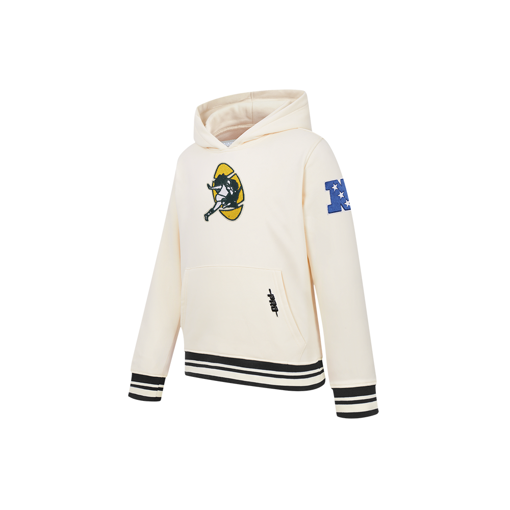 NFL GREEN BAY PACKERS RETRO CLASSIC LITTLE BOY'S RIB FLC PO HOODIE (EGGSHELL/ BLACK)