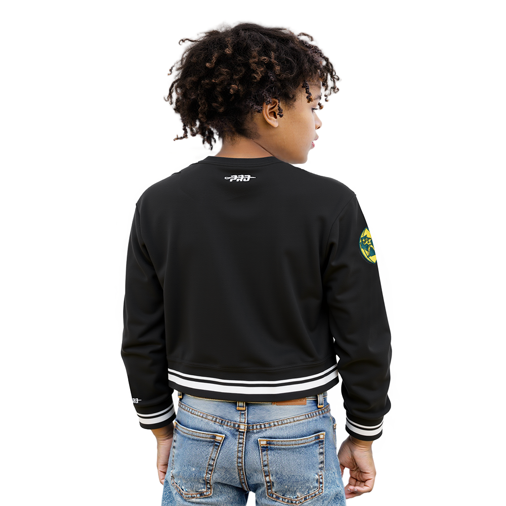 NFL GREEN BAY PACKERS RETRO CLASSIC LITTLE GIRLS  RIB FLEECE CREWNECK (BLACK)