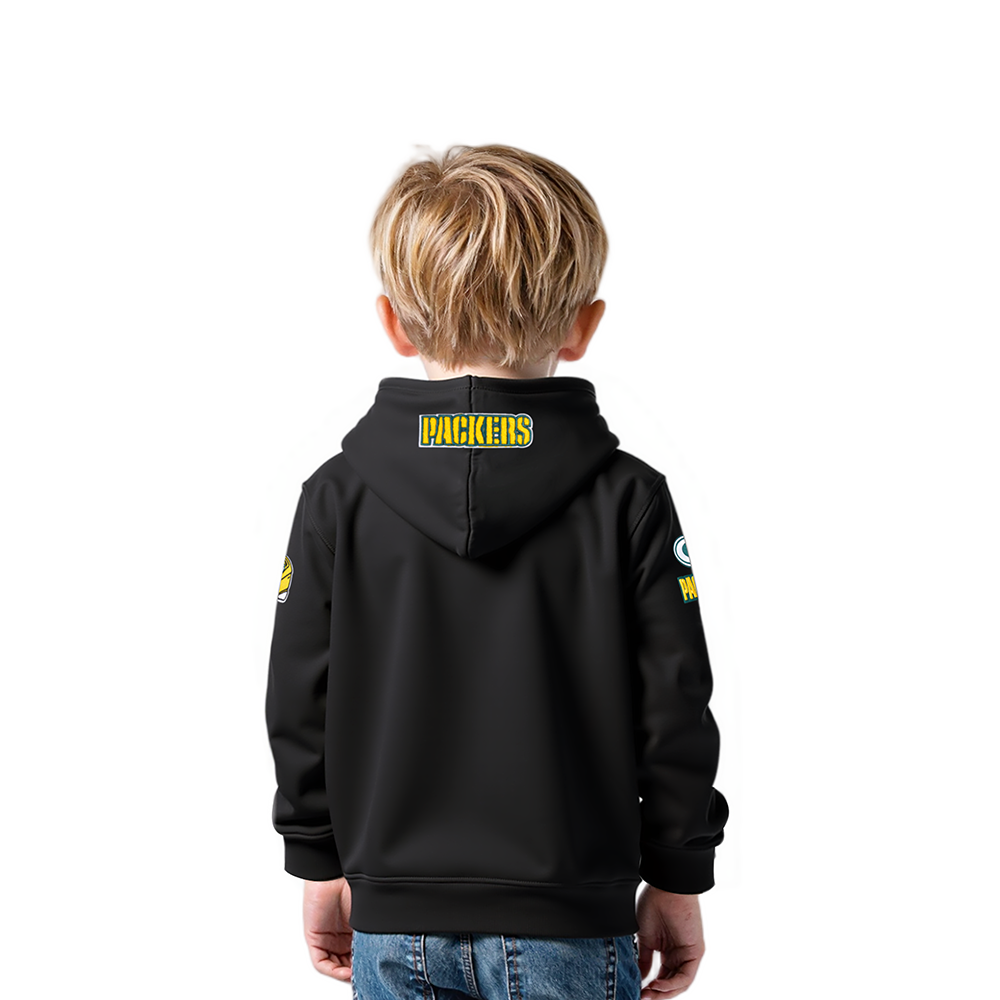 NFL GREEN BAY PACKERS CLASSIC TODDLER BOYS FLEECE PULLOVER HOODIE (BLACK)