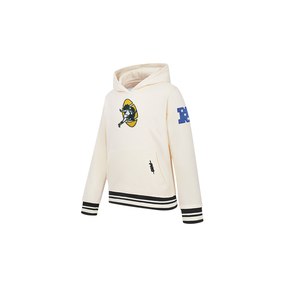 NFL GREEN BAY PACKERS RETRO CLASSIC TODDLER BOY'S RIB FLC PO HOODIE (EGGSHELL/ BLACK)