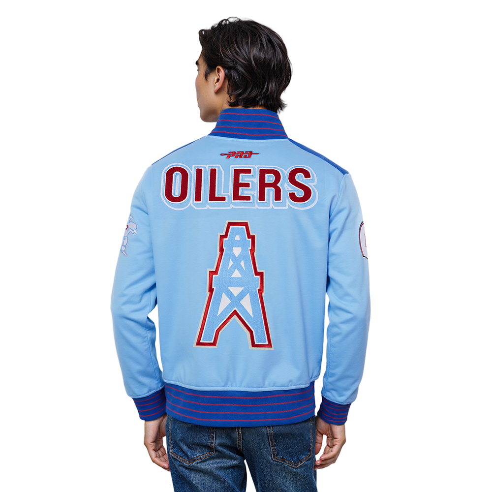 NFL HOUSTON OILERS PRO GAME DAY MEN'S RETRO JACKET (UNI BLUE/ ROYAL BLUE/ RED)