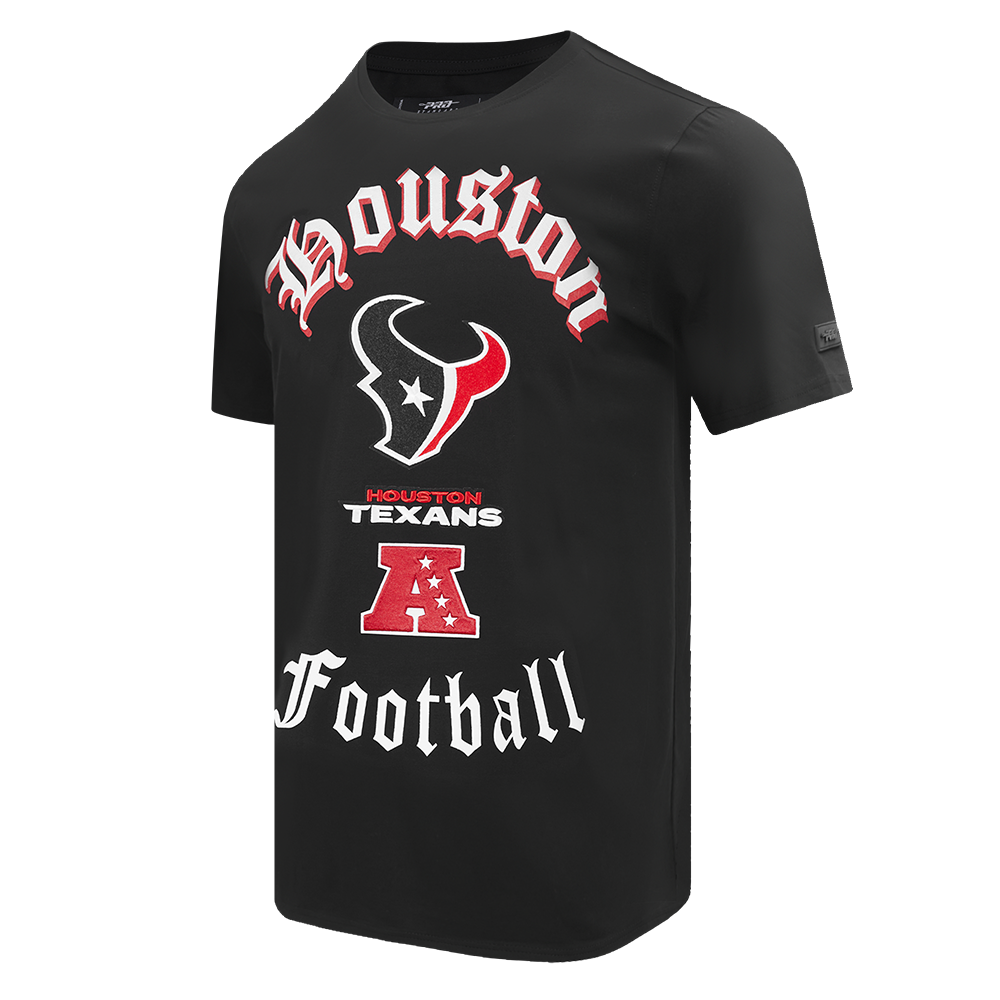 NFL HOUSTON TEXANS CLASSIC OLD ENGLISH MEN'S SINGLE JERSEY TEE (BLACK)