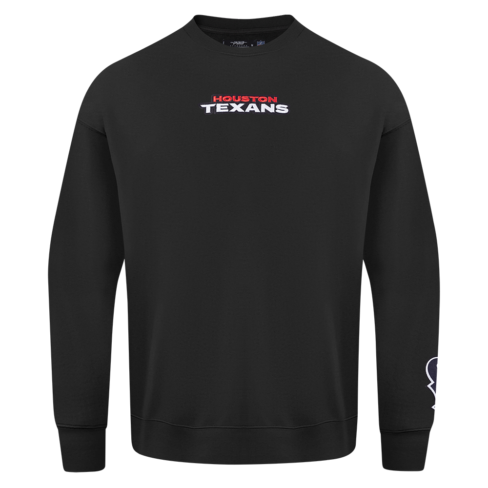 NFL HOUSTON TEXANS WINGSPAN MEN'S DROP SHOULDER FLC CREWNECK (BLACK)
