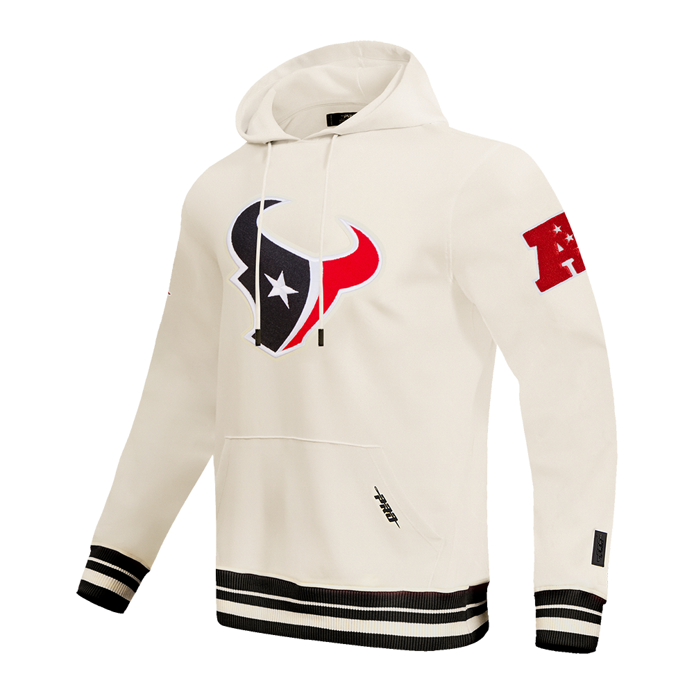NFL HOUSTON TEXANS RETRO CLASSICS MEN'S RIB FLC PO HOODIE (EGGSHELL/ BLACK)