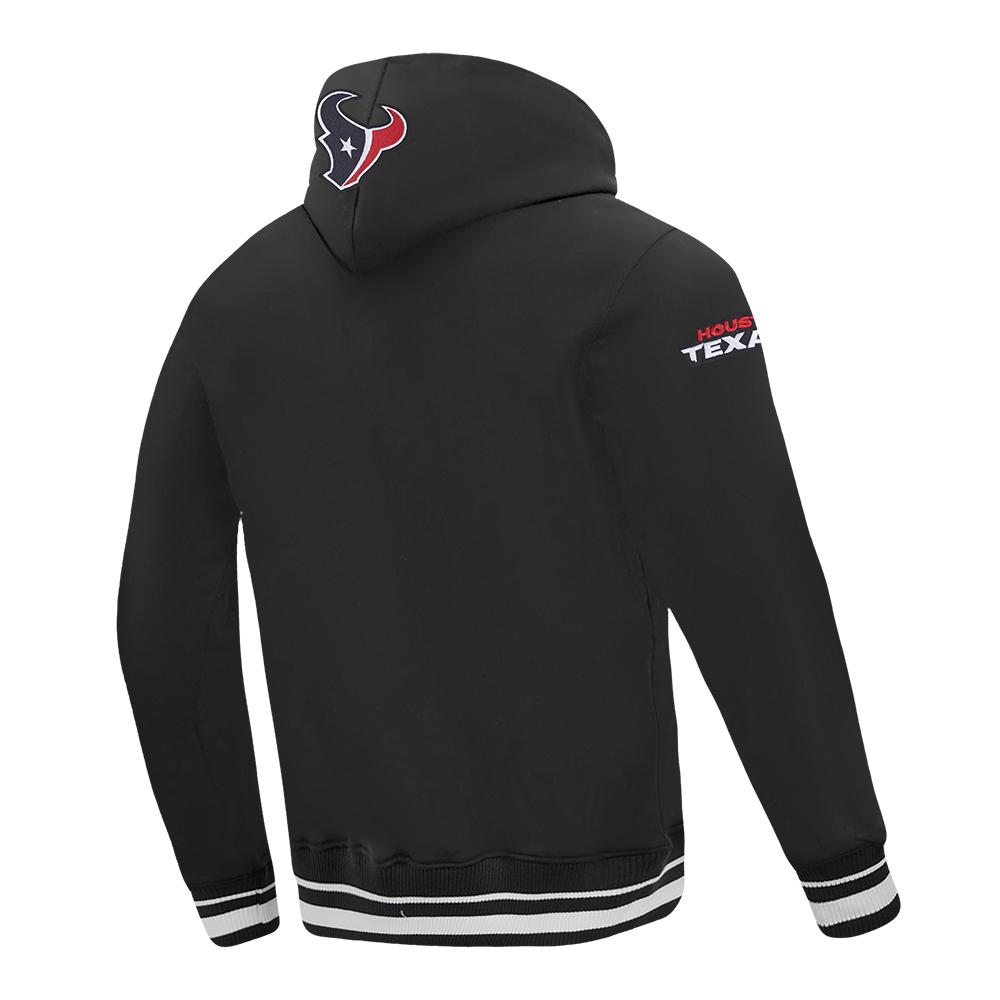 NFL HOUSTON TEXANS SCRIPT TAIL MEN'S RIB FLC PO HOODIE (BLACK)