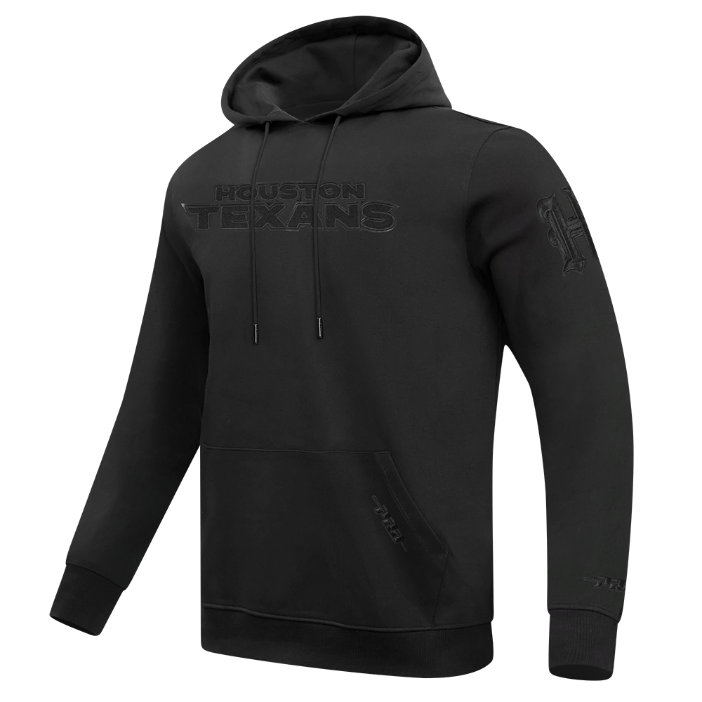 NFL HOUSTON TEXANS TRIPLE BLACK MEN'S DOUBLE KNIT PULLOVER HOODIE (BLACK)