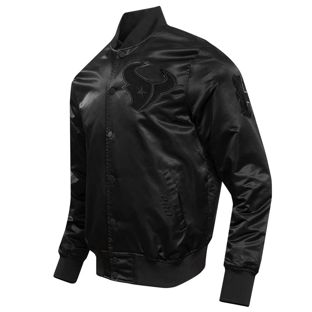 NFL HOUSTON TEXANS TRIPLE BLACK MEN'S SATIN JACKET (BLACK)