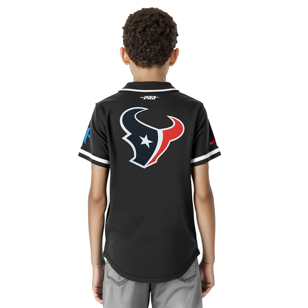 NFL HOUSTON TEXANS CLASSIC BIG BOY'S MESH BUTTON DOWN SHIRT (BLACK)