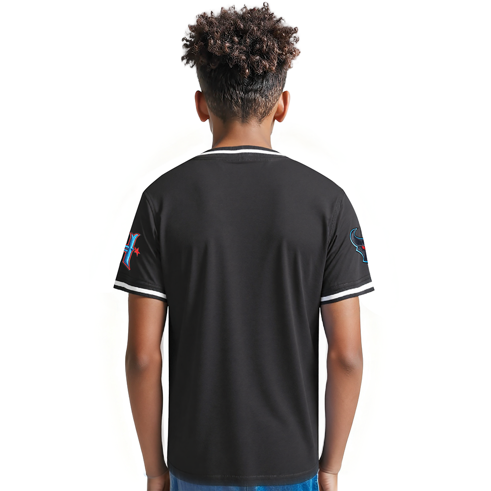 NFL HOUSTON TEXANS CLASSIC BIG BOYS SHORT SLEEVE STRIPED RIB TEE (BLACK)