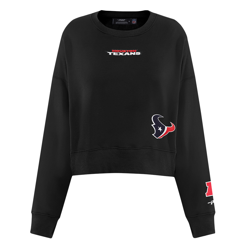 NFL HOUSTON TEXANS WINGSPAN WOMEN'S FLC CREWNECK (BLACK)