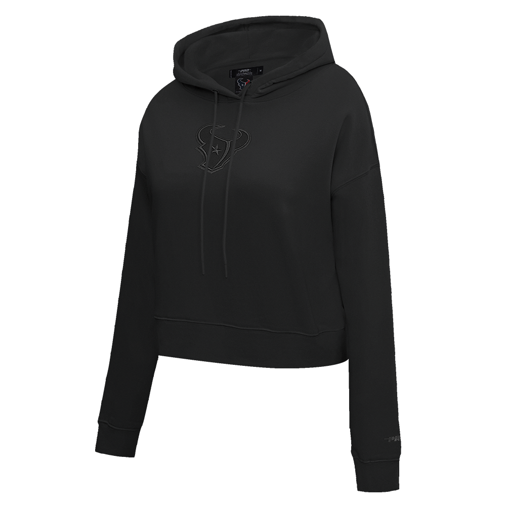 NFL HOUSTON TEXANS NEUTRAL WOMEN'S CROPPED PULLOVER HOODIE (EGGSHELL)