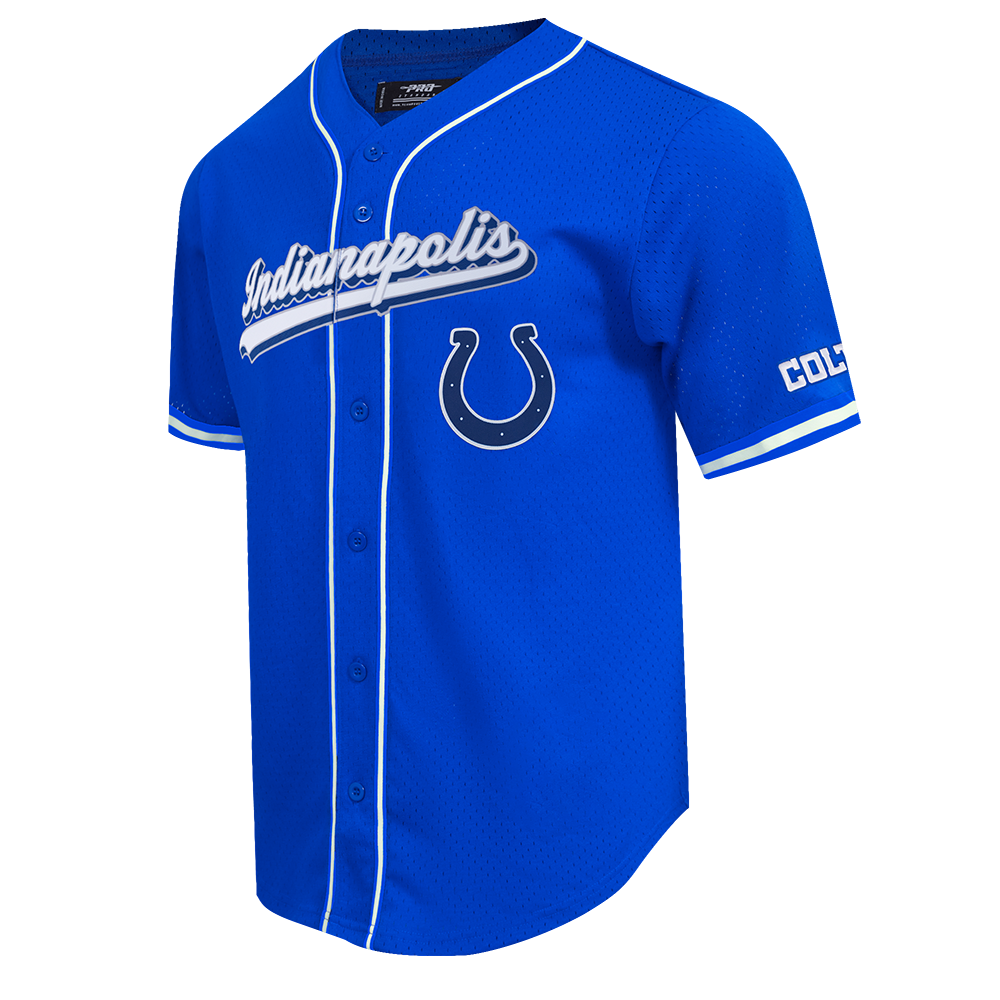 NFL INDIANAPOLIS COLTS SCRIPT TAIL MEN'S MESH BUTTON DOWN SHIRT (ROYAL ...
