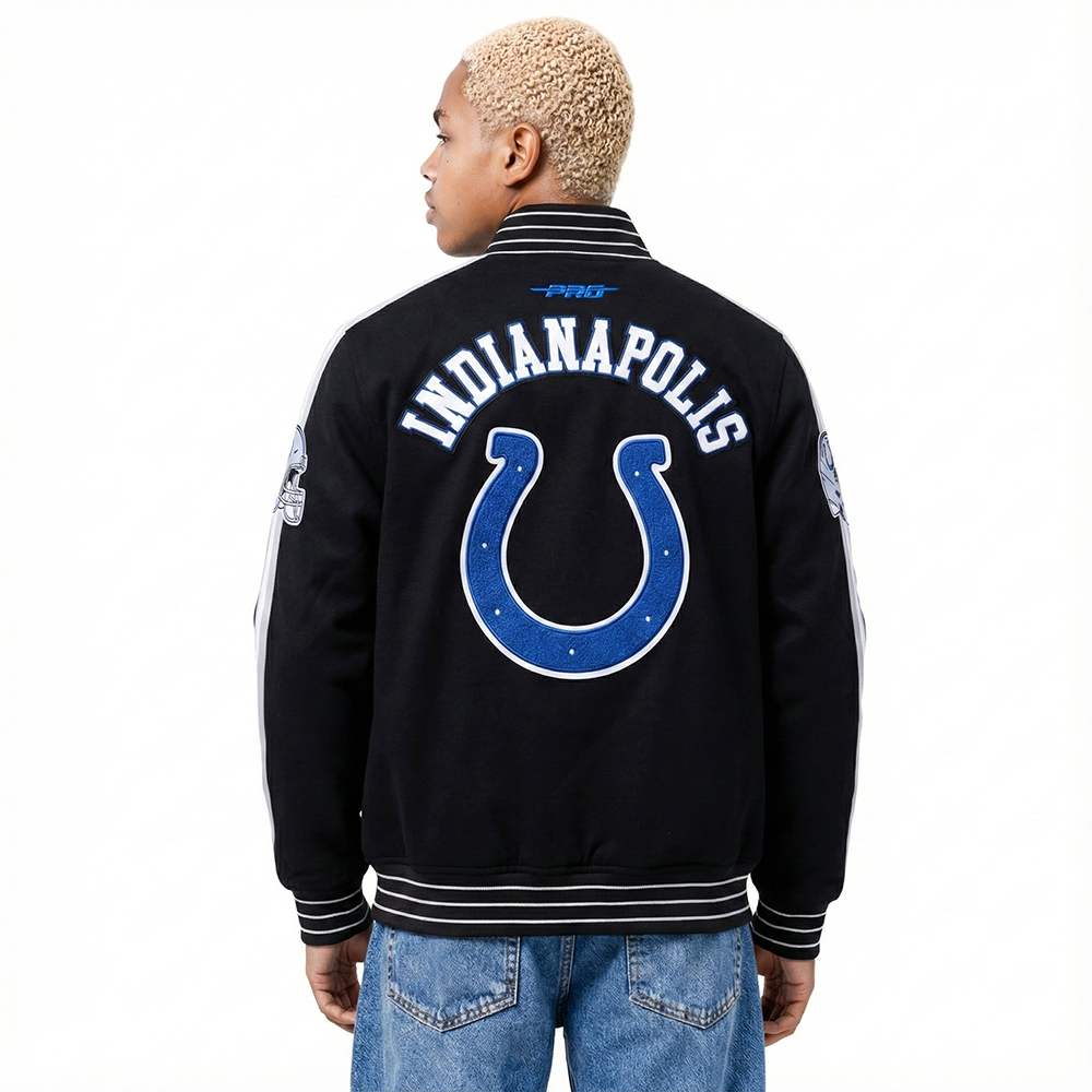 NFL INDIANAPOLIS COLTS PRO GAME DAY MEN'S DBL KNIT JACKET (BLACK/SILVER/WHITE)