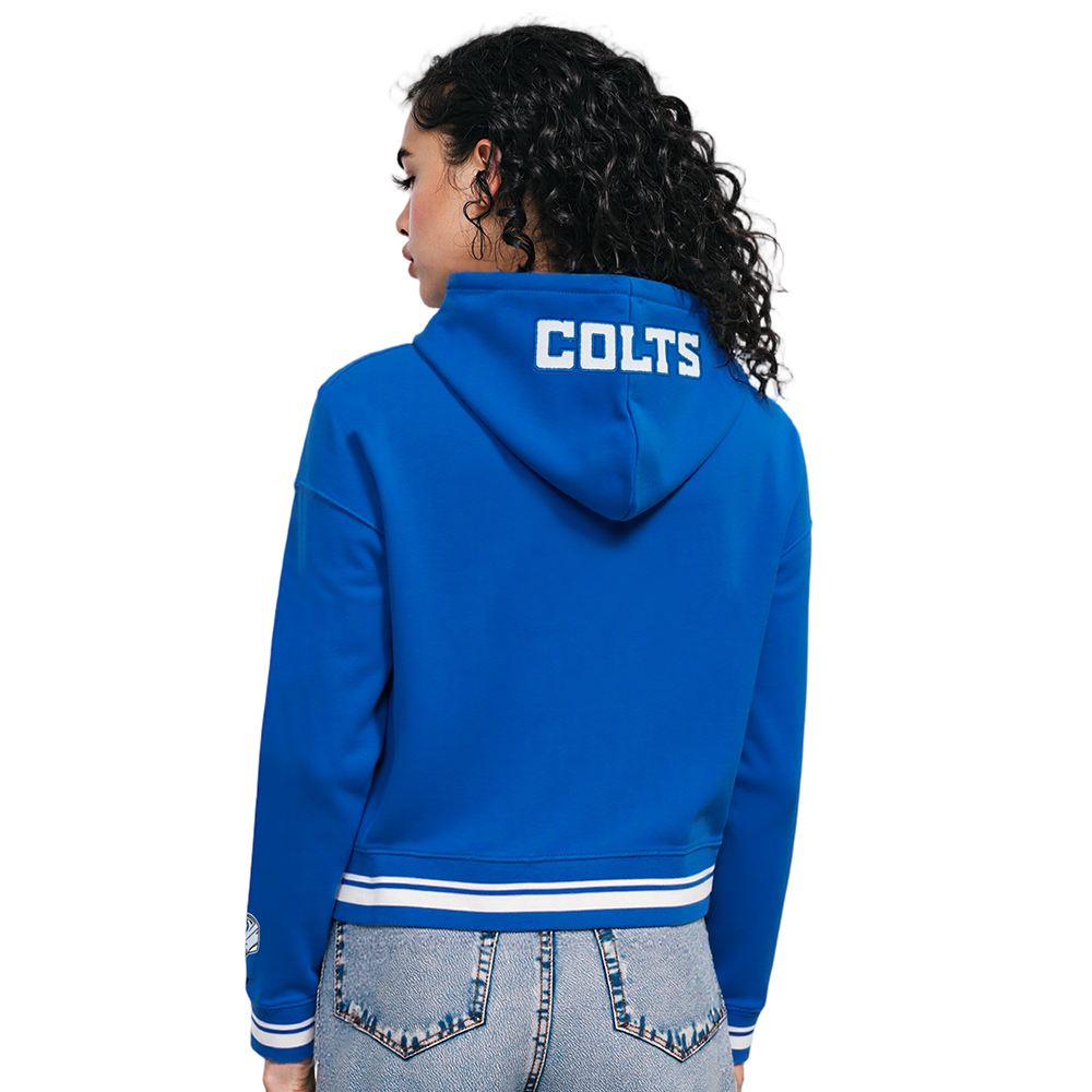 NFL INDIANAPOLIS COLTS MASHUP WOMEN'S RIB CROPPED PO HOODIE (ROYAL BLUE)