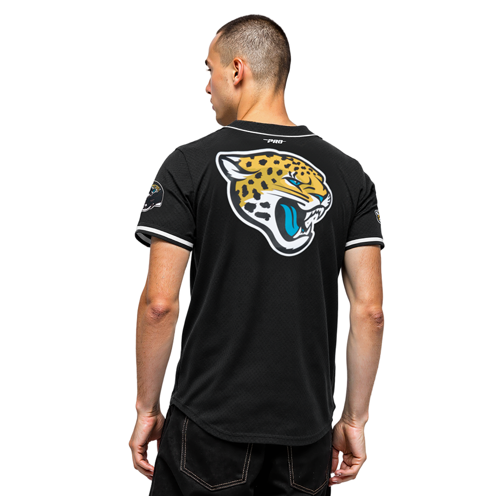 NFL JACKSONVILLE JAGUARS CLASSIC MEN'S MESH BUTTON DOWN JERSEY (BLACK)