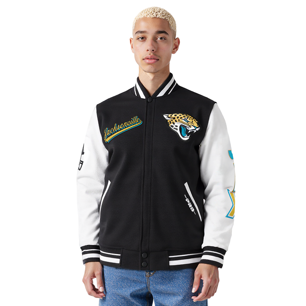 NFL JACKSONVILLE JAGUARS SCRIPT TAIL MEN'S RIB WOOL VARSITY (BLACK/WHI ...