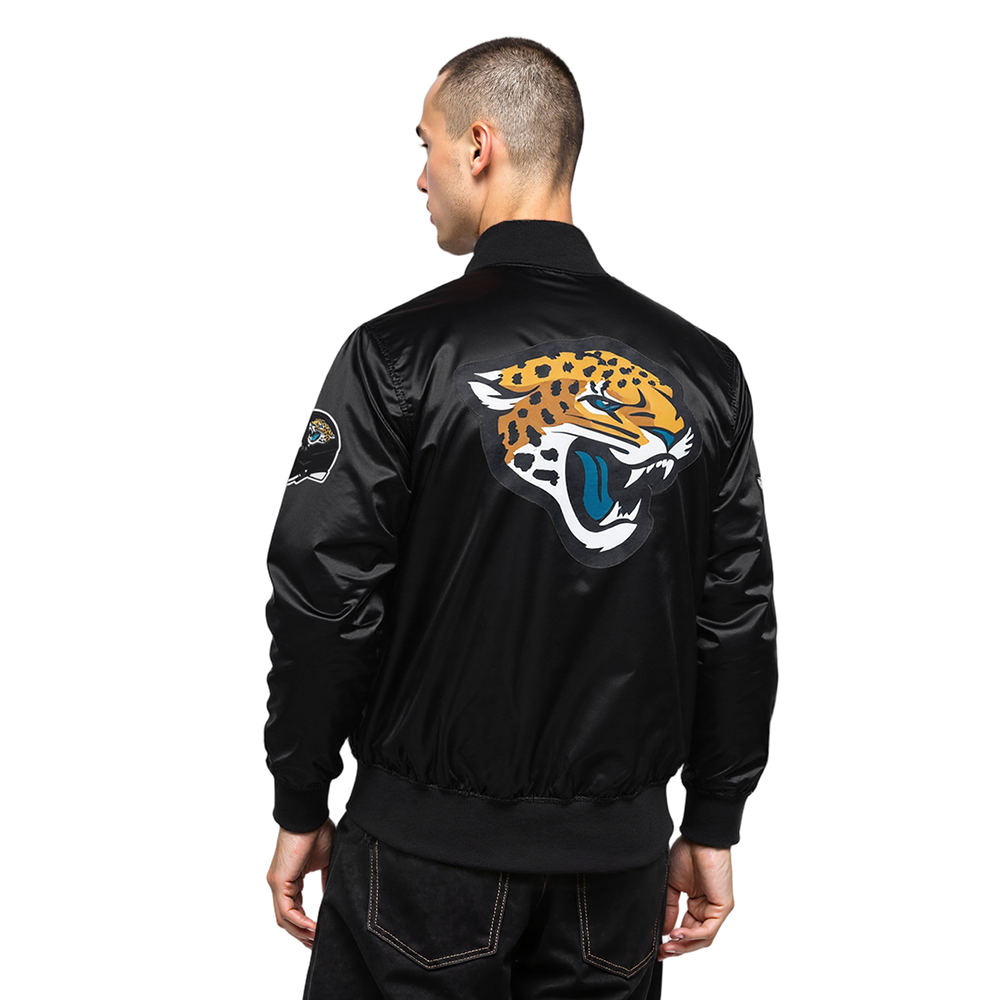 NFL JACKSONVILLE JAGUARS BIG LOGO MEN'S SATIN JACKET (BLACK)
