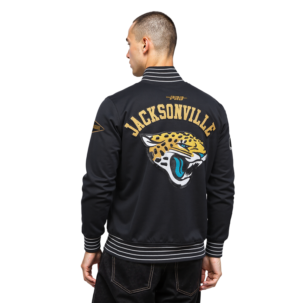 NFL JACKSONVILLE JAGUARS PRO GAME DAY MEN'S DBL KNIT JACKET (BLACK/SILVER/WHITE)
