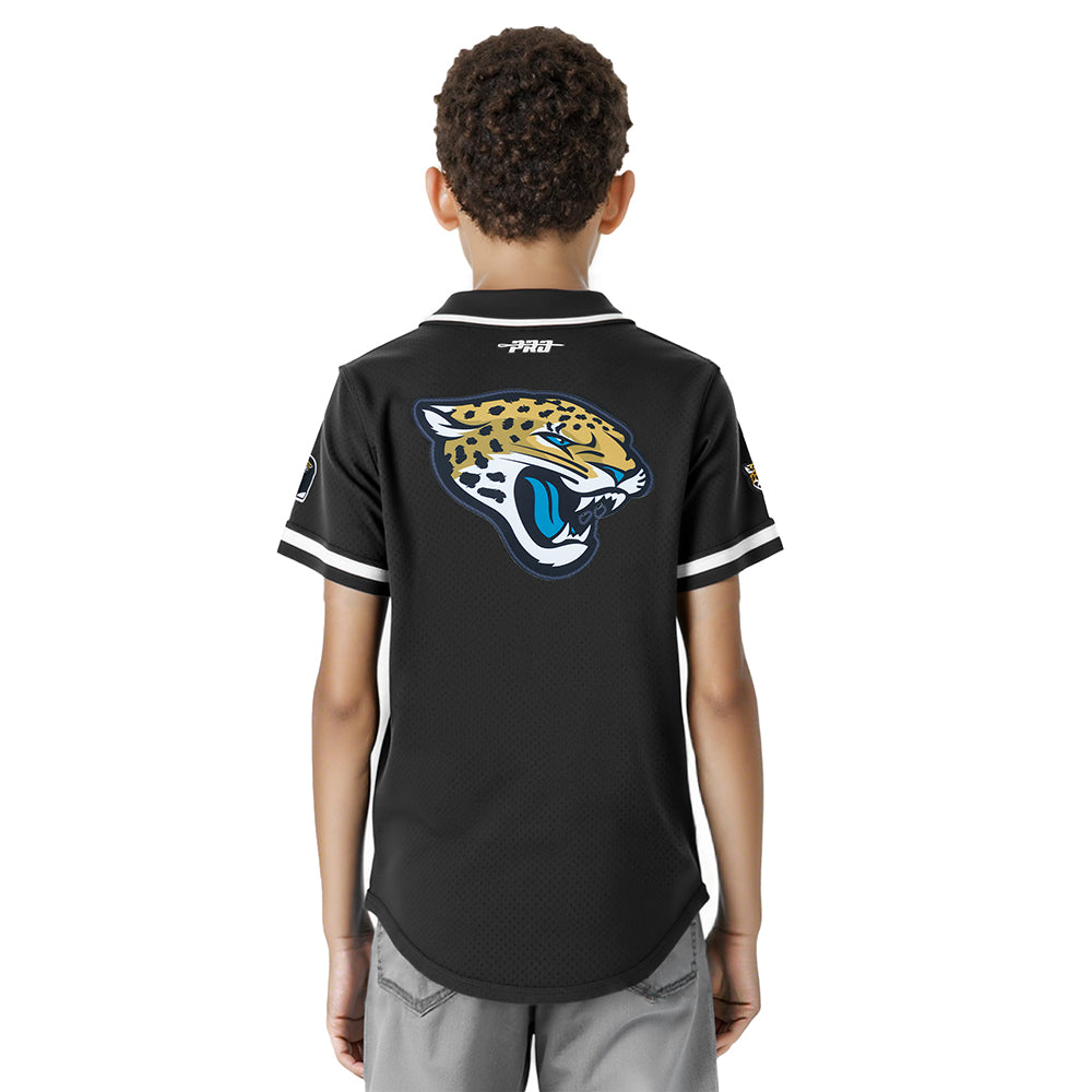NFL JACKSONVILLE JAGUARS CLASSIC BIG BOY'S MESH BUTTON DOWN SHIRT (BLACK)