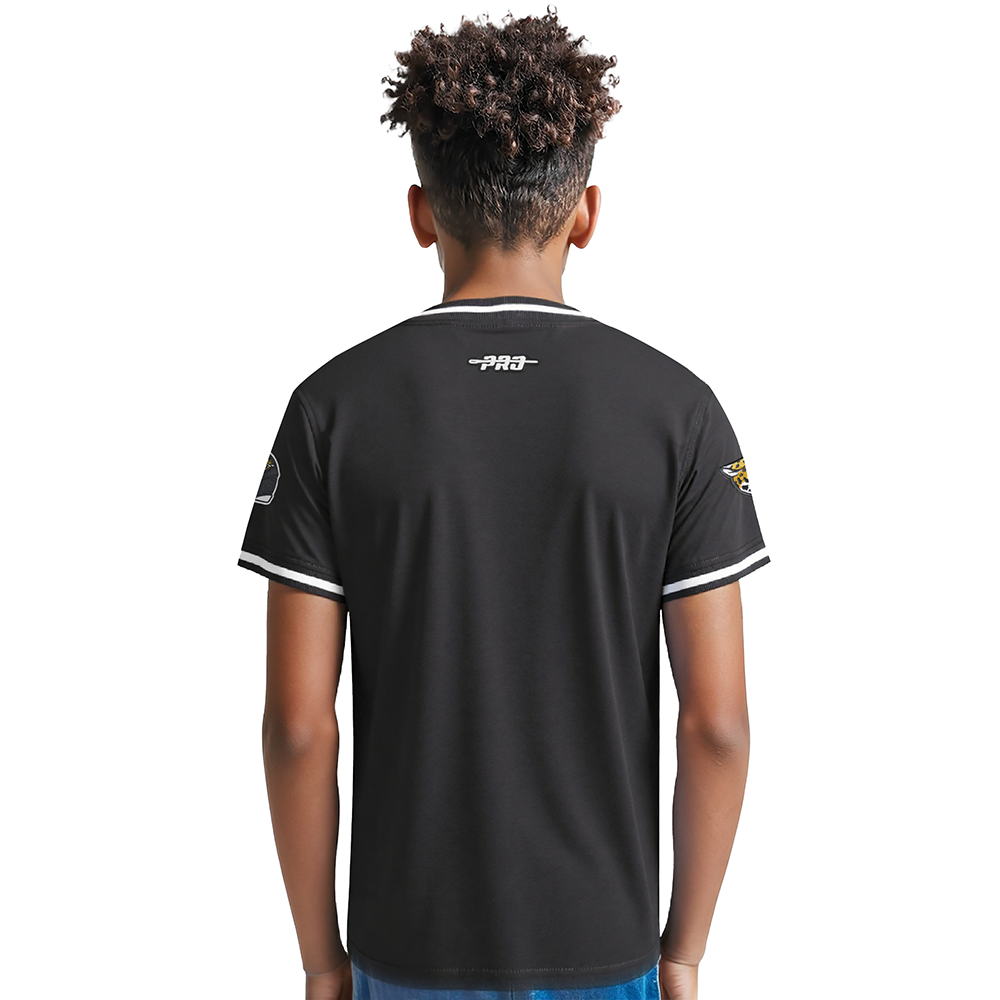 NFL JACKSONVILLE JAGUARS CLASSIC BIG BOYS SHORT SLEEVE STRIPED RIB TEE (BLACK)