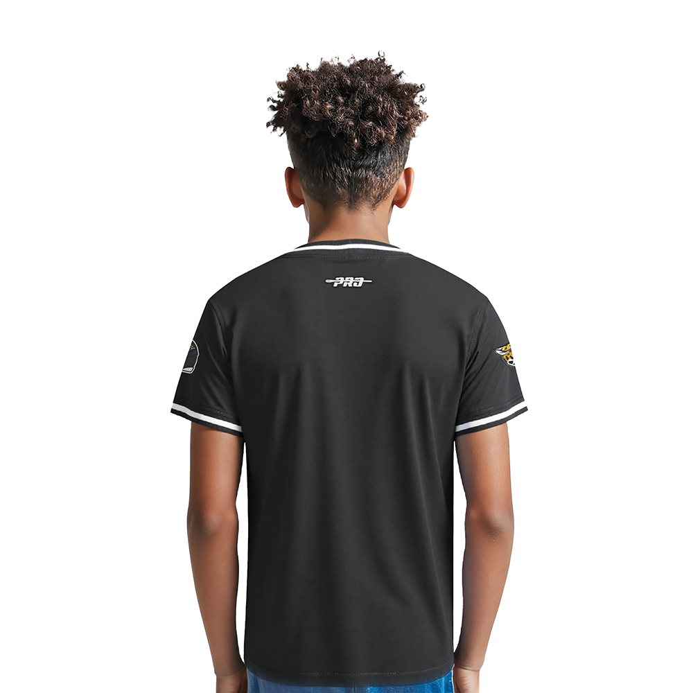 NFL JACKSONVILLE JAGUARS CLASSIC LITTLE BOYS SHORT SLEEVE STRIPED RIB TEE (BLACK)