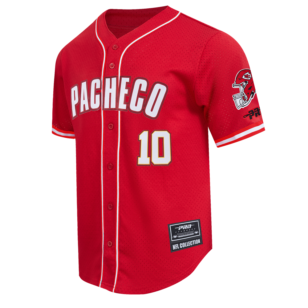 NFL KANSAS CITY CHIEFS ISIAH PACHECO #10 CLASSIC MESH PNN MEN'S MESH BUTTON DOWN SHIRT (Red)