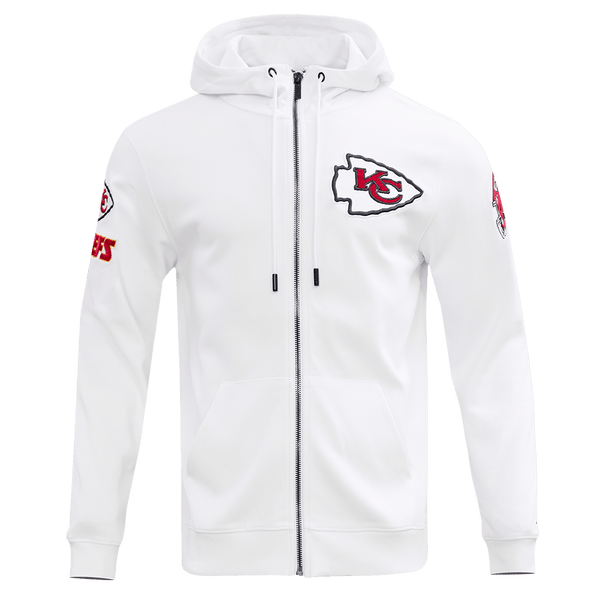 NFL KANSAS CITY CHIEFS CLASSIC CHENILLE MEN'S FULL ZIP HOODIE (WHITE)