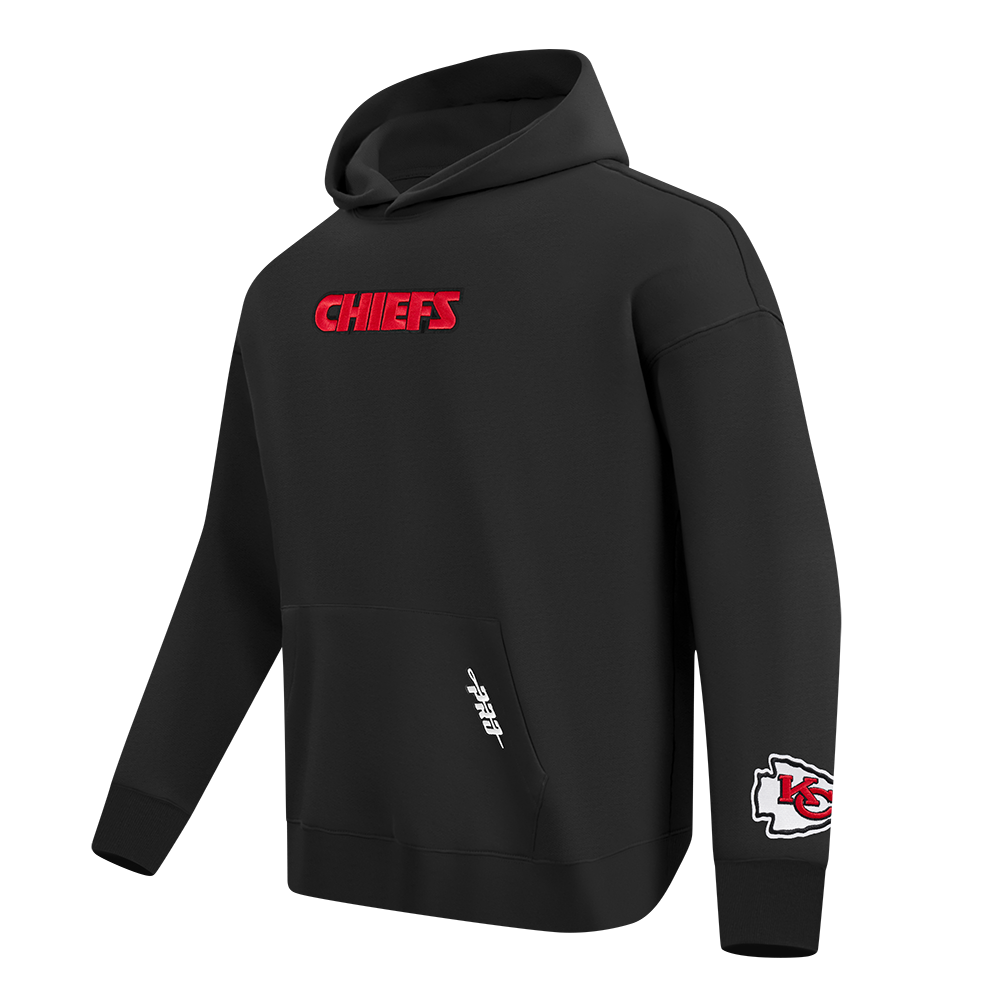 NFL KANSAS CITY CHIEFS WINGSPAN MEN'S DROP SHOULDER FLC PO HOODIE (BLACK)