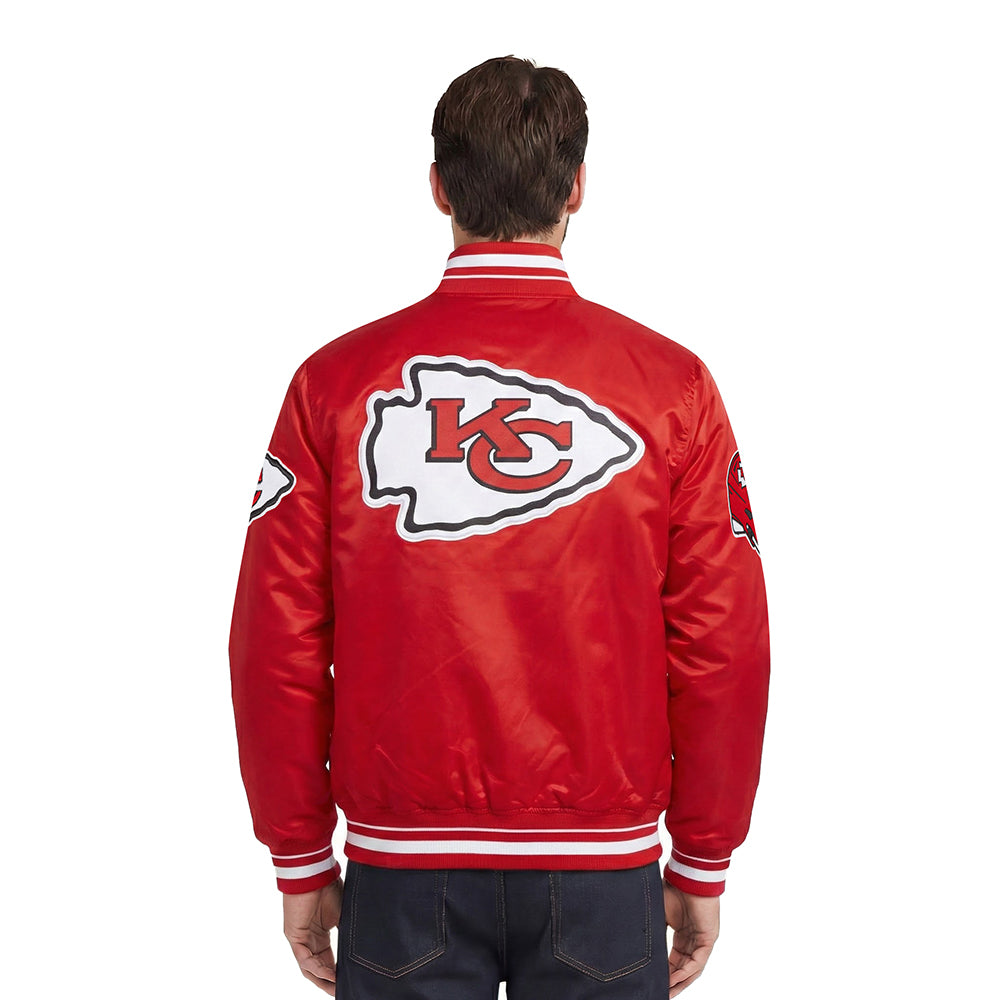 NFL KANSAS CITY CHIEFS SCRIPT TAIL MEN'S SATIN JACKET (RED)
