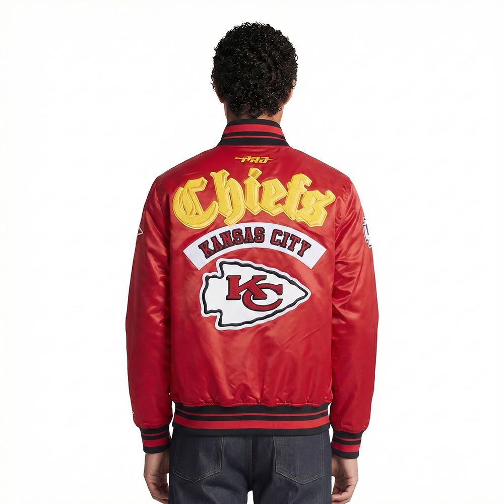 NFL KANSAS CITY CHIEFS BEST OF MEN'S RIB SATIN JACKET (RED/BLACK)