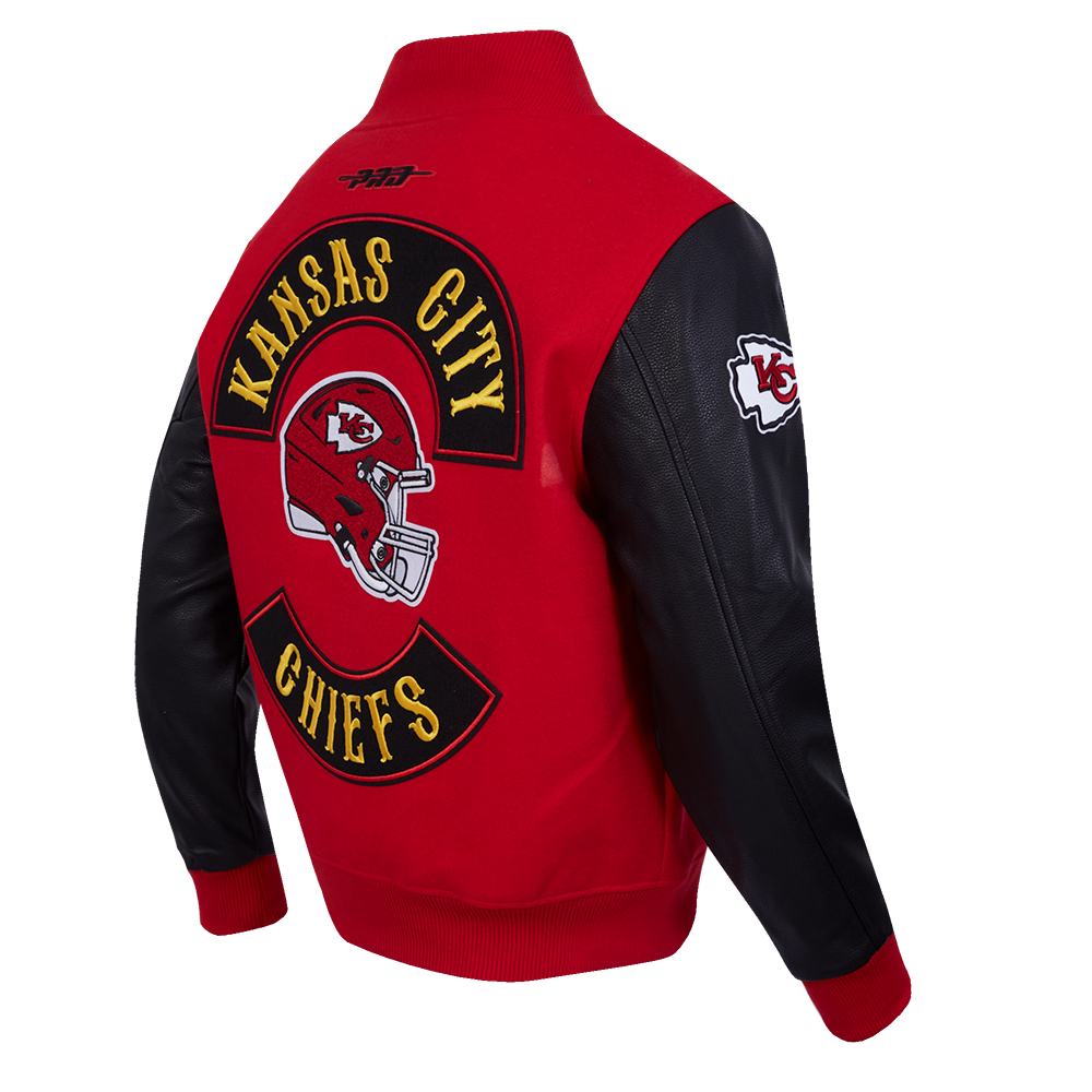 NFL KANSAS CITY CHIEFS BORN FOR SPORT MEN'S WOOL VARSITY JACKET (RED/BLACK)