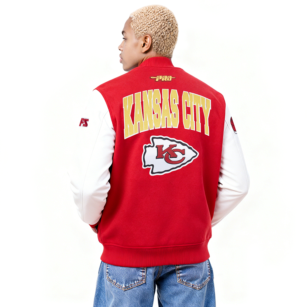 NFL KANSAS CITY CHIEFS CITY ARCH MEN'S WOOL VARSITY JACKET (RED/WHITE)