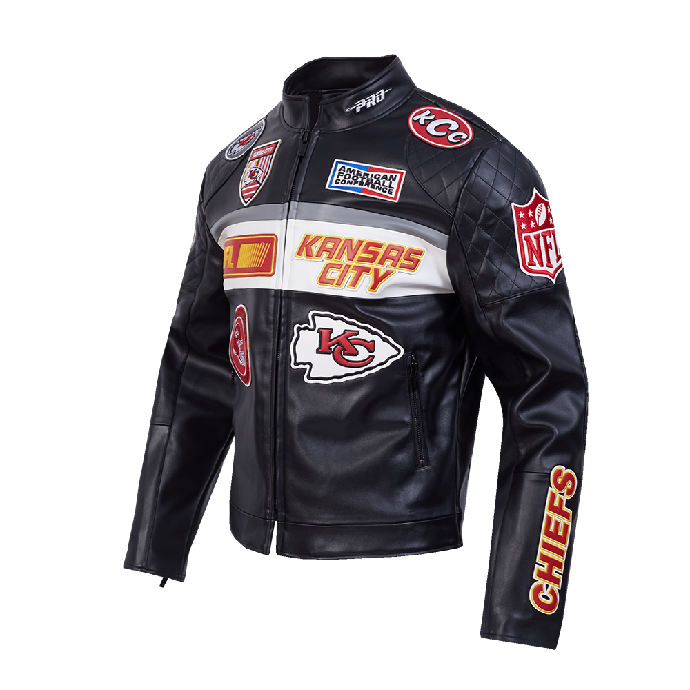 NFL KANSAS CITY CHIEFS MEN'S MOTO JACKET (EGGSHELL/ RED)