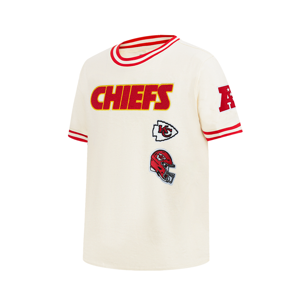 NFL KANSAS CITY CHIEFS RETRO CLASSIC BIG BOY'S SS STRIPED RIB TEE (EGGSHELL/ RED)