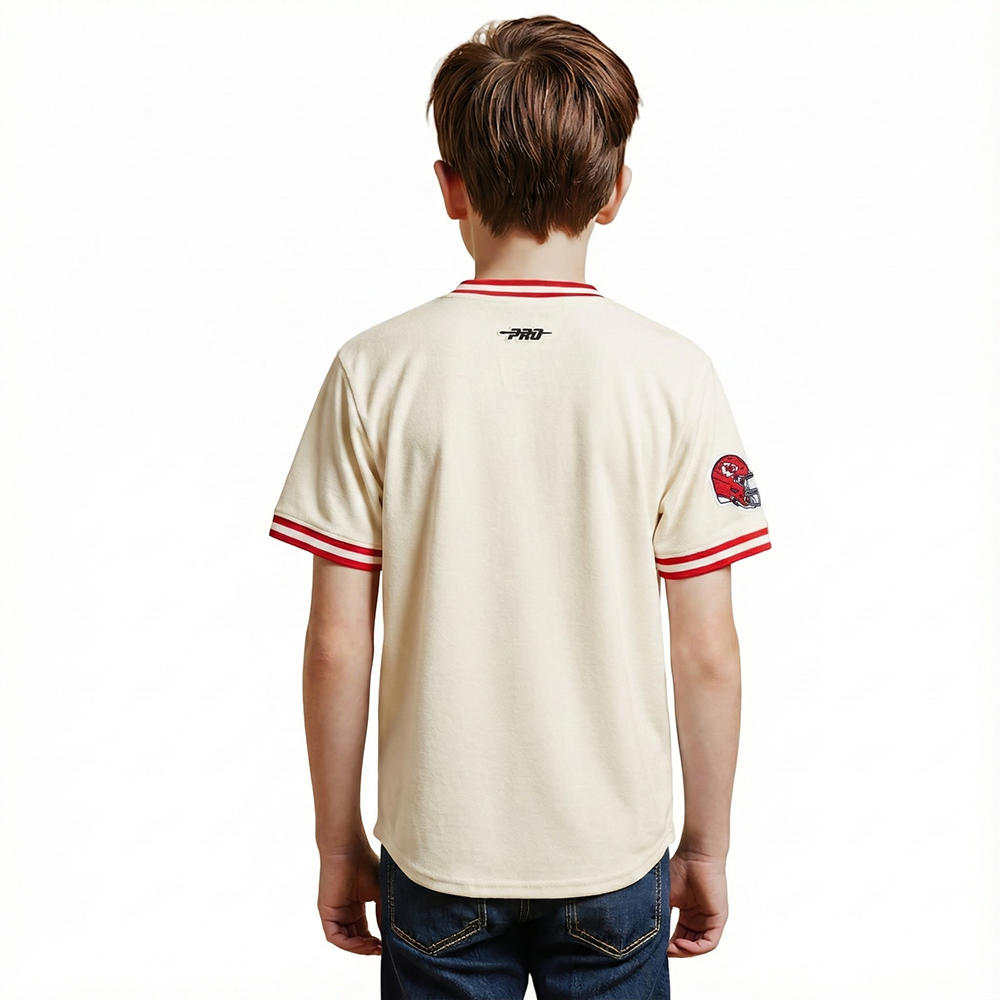 NFL KANSAS CITY CHIEFS RETRO CLASSIC BIG BOY'S SS STRIPED RIB TEE (EGGSHELL/ RED)