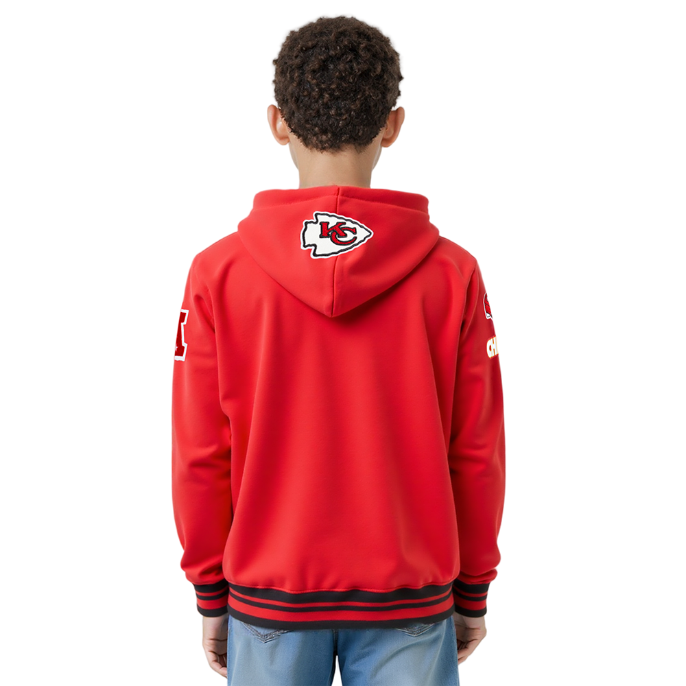 NFL KANSAS CITY CHIEFS RETRO CLASSIC BIG BOYS RIB FLEECE PULLOVER HOODIE (RED/BLACK)