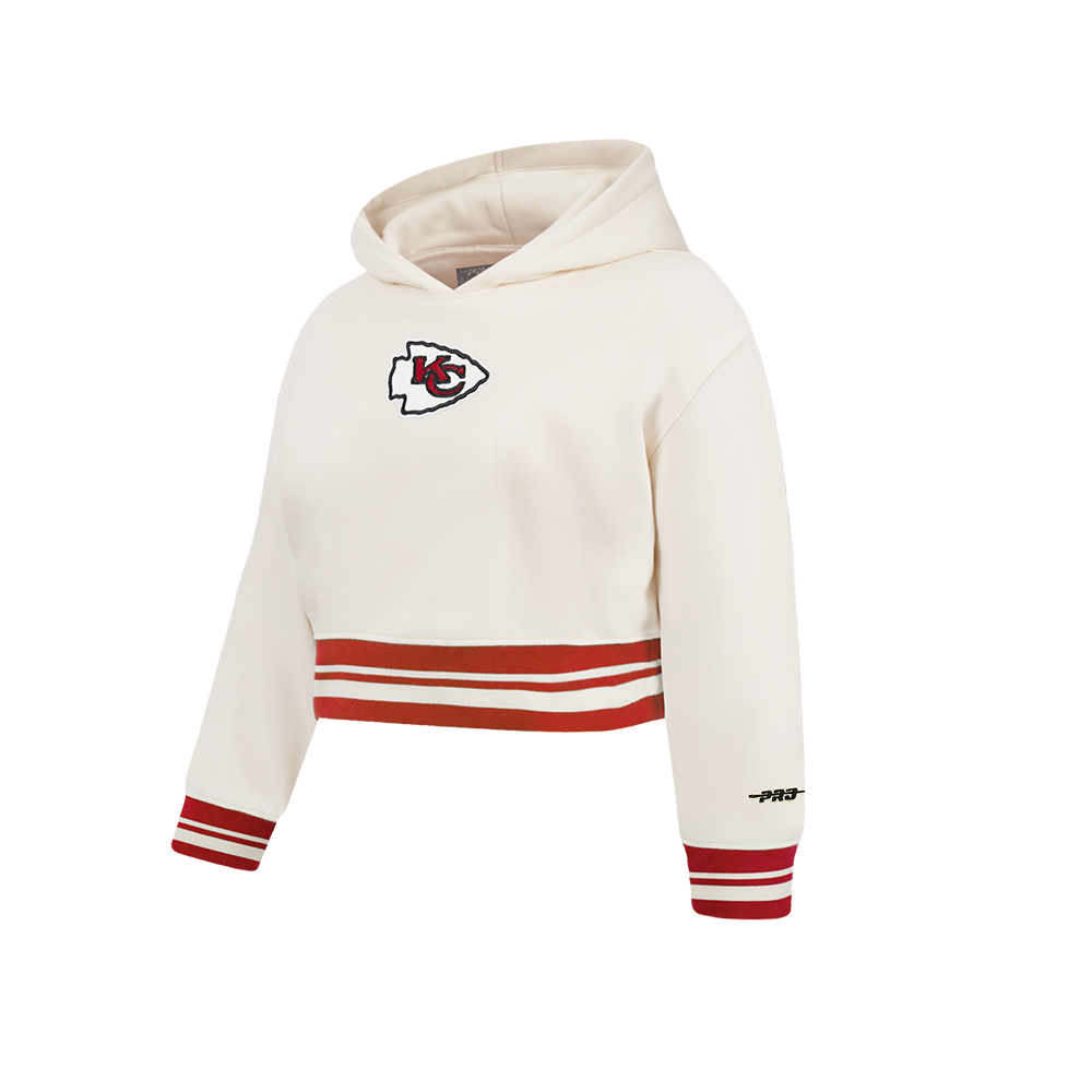 NFL KANSAS CITY CHIEFS RETRO CLASSIC BIG GIRL'S RIB FLC PO HOODIE (EGGSHELL/ RED)