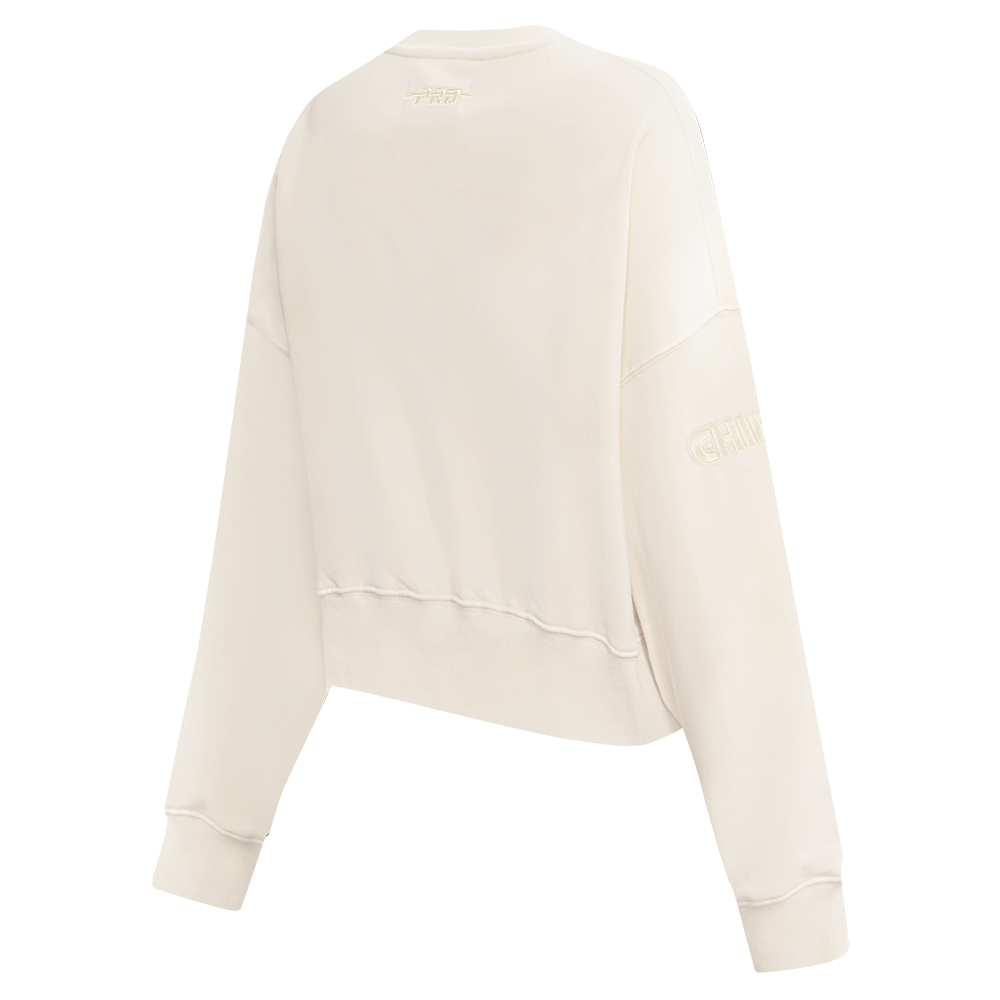 NFL KANSAS CITY CHIEFS TRAVIS KELCE #87 NEUTRAL WOMEN'S FLC CREWNECK (EGGSHELL)