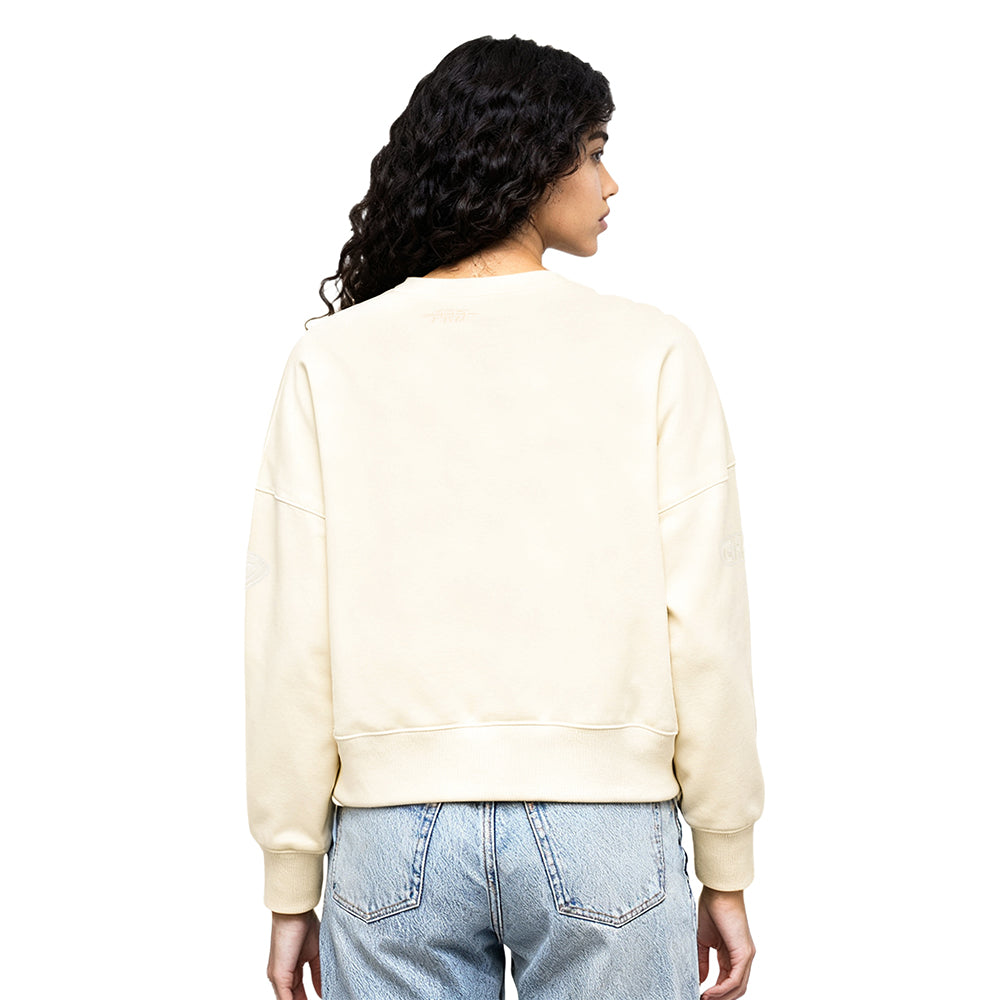 NFL KANSAS CITY CHIEFS TRAVIS KELCE #87 NEUTRAL WOMEN'S FLC CREWNECK (EGGSHELL)