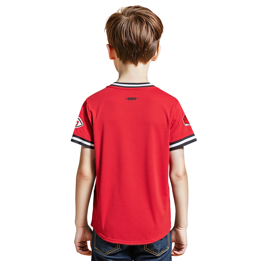 NFL KANSAS CITY CHIEFS CLASSIC LITTLE BOYS SHORT SLEEVE STRIPED RIB TEE (RED/BLACK)